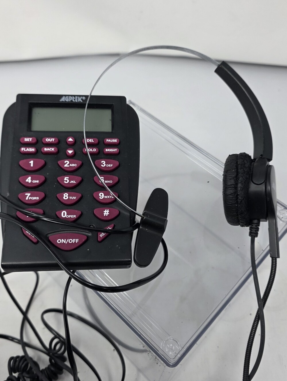 AGPtEK dialpad headset telephone HA0098 hands free call center Untested